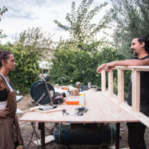 sheila and apostolos discussing the process of natural building